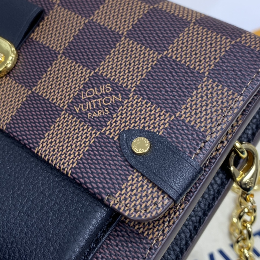 Louis Vuitton VAVIN CHAIN WALLET Handbag Damier Ebene N60221 Black